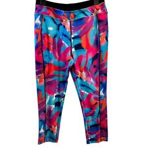Full Beauty Multicolor Abstract Sport Capri Leggings Size 12
